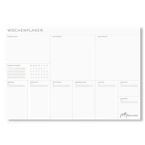 Wochenplaner Pretty Organized Block Minimalistisch und nachhaltig
