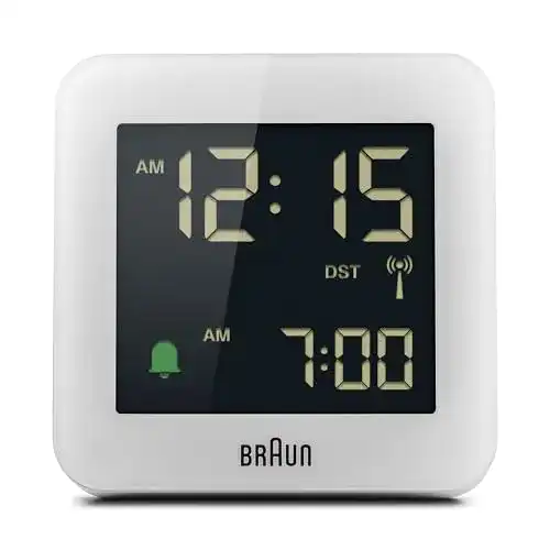 Braun Funkwecker für Mitteleuropa mit Snooze-Funktion und LCD-Display