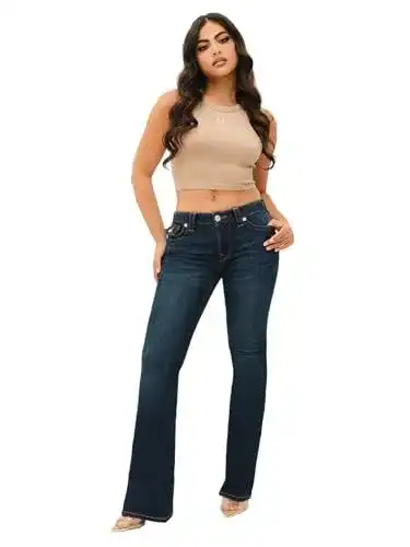 Jeans für Damen von True Religion Joey Mid Rise Flare mit Flap