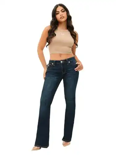 Jeans für Damen von True Religion Joey Mid Rise Flare mit Flap
