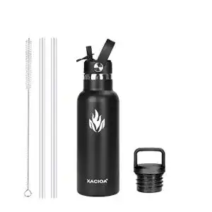Trinkflasche mit Strohhalm aus Edelstahl von XACIOA – 500 ml