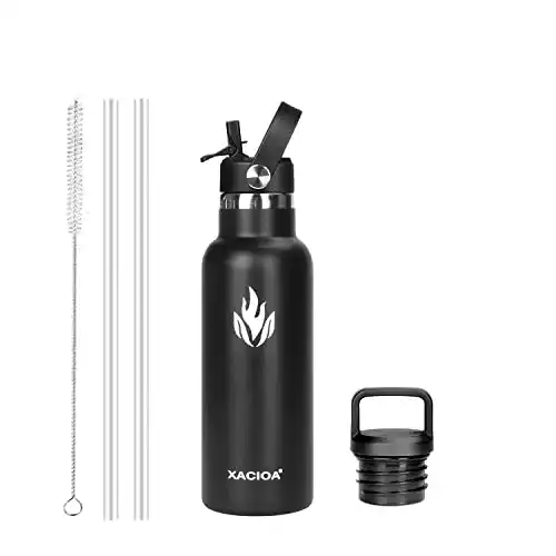Trinkflasche mit Strohhalm aus Edelstahl von XACIOA – 500 ml