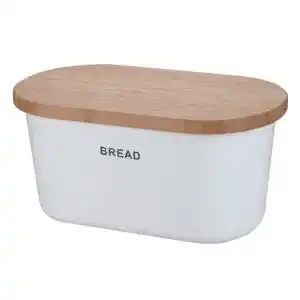 Brotkasten Zeller 25351 XL in Weiß aus Melamin und Bambusholz