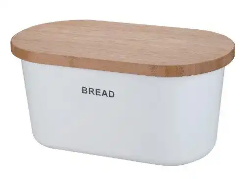 Brotkasten Zeller 25351 XL in Weiß aus Melamin und Bambusholz