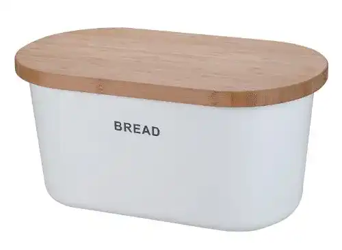 Brotkasten Zeller 25351 XL in Weiß aus Melamin und Bambusholz