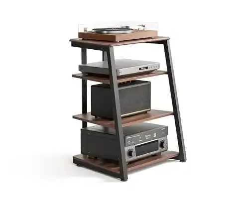 HiFi-Rack FITUEYES aus Holz und Stahl mit verstellbaren Ablagen