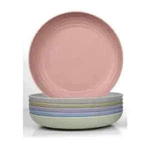 Weizenstroh Teller Set, 6-teilig, 23 cm, bruchfest, BPA-frei