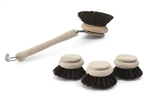 Spülbürsten-Set Novaliv mit 3 Ersatzköpfen aus Rosshaar und Holz