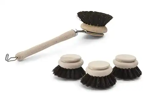 Spülbürsten-Set Novaliv mit 3 Ersatzköpfen aus Rosshaar und Holz