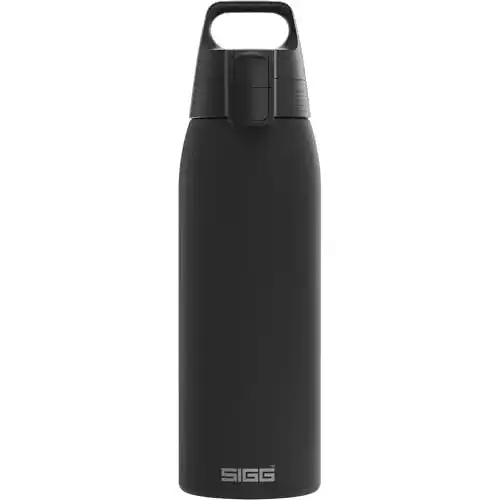 Sigg Edelstahl Trinkflasche Shield One Black 1L Auslaufsicher und BPA-frei