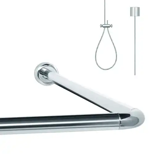 Duschvorhangstange Libaro in L- und U-Form aus rostfreiem Aluminium