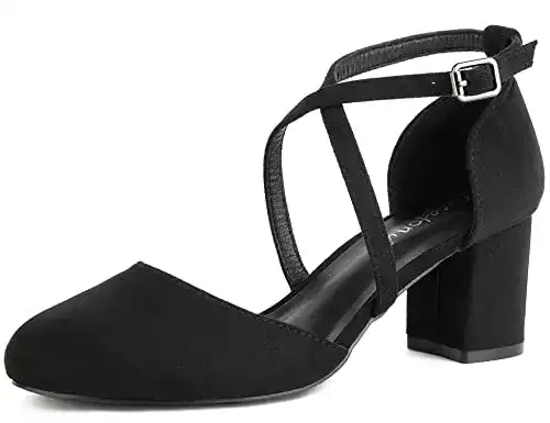 Pumps Greatonu Damen Riemchen Sandale mit Kreuz Knöchelriemen