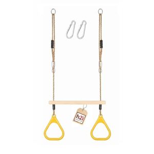 Trapezschaukel H2I mit Turnringen und Trapezstange aus Holz