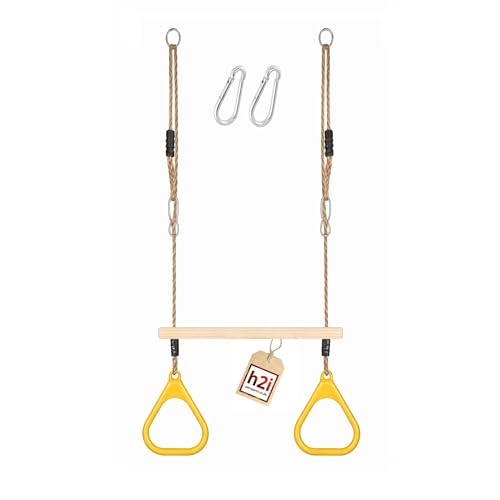 Trapezschaukel H2I mit Turnringen und Trapezstange aus Holz
