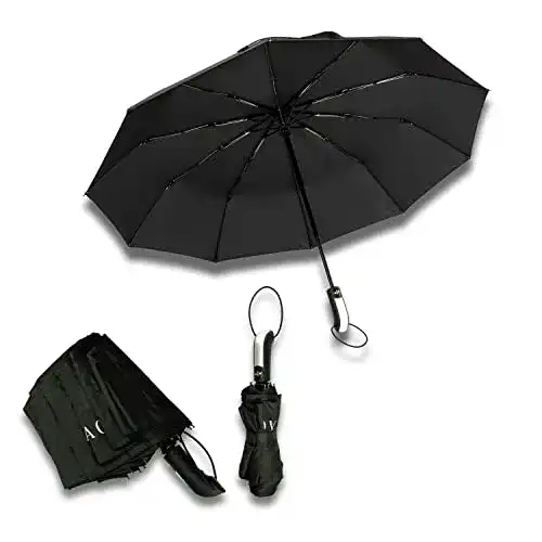 Trekkingschirm Vlace – Kompakter, leichter Regenschirm in Schwarz