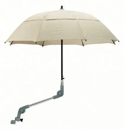 Regenschirm für Rollatoren von Dietz in braungrau mit Halterung