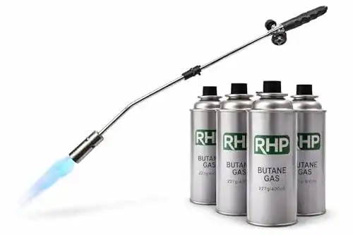 Unkrautbrenner RHP 80 cm mit 4 Butangaskartuschen