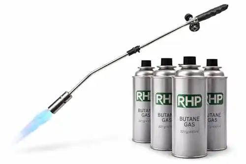 Unkrautbrenner RHP 80 cm mit 4 Butangaskartuschen