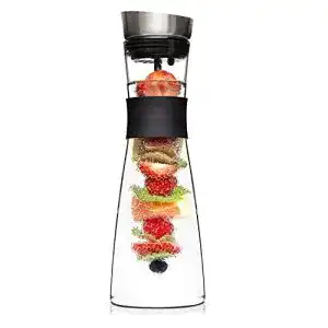 Wasserkaraffe aus Glas mit Edelstahl-Deckel