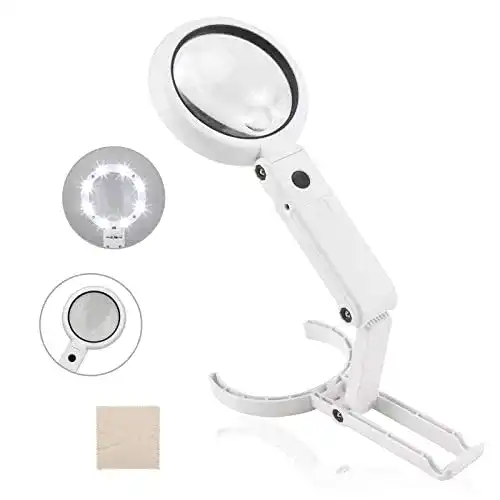 Leselupe ENJOHOS 5X 11X Handlupe mit 8 LED Licht und faltbarem Ständer