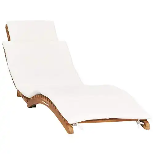 Teak Gartenliege Tidyard klappbar mit cremeweißer Auflage