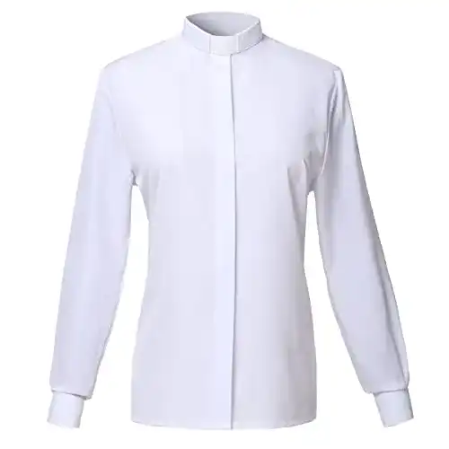 Bluse BPURB Damen Klerus Priesterhemd mit Tab Kollar Kragen