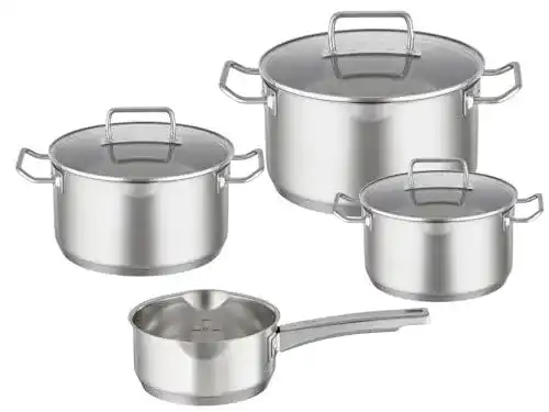 Rösle Expertiso Topf-Set 4-teilig aus Edelstahl mit Glasdeckel