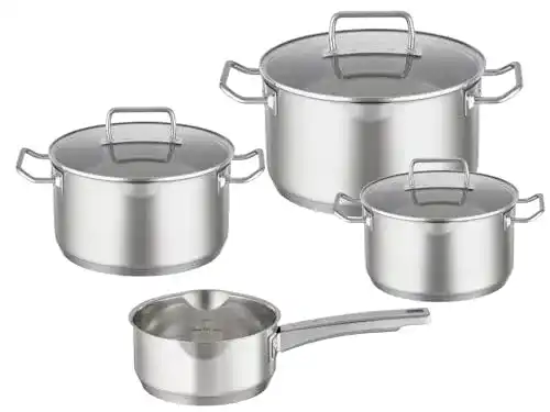 Rösle Expertiso Topf-Set 4-teilig aus Edelstahl mit Glasdeckel