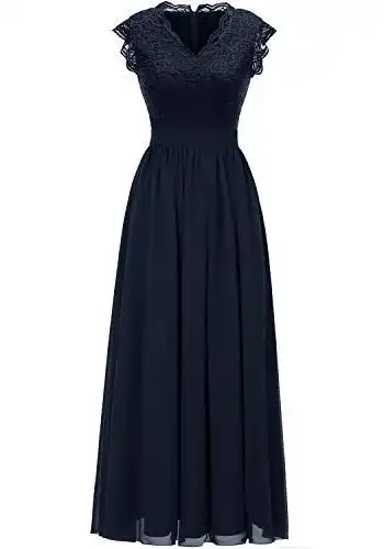Abendkleid Dressystar Damen mit V-Ausschnitt in Marineblau