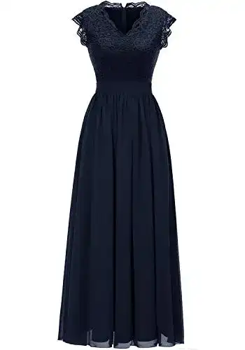 Abendkleid Dressystar Damen mit V-Ausschnitt in Marineblau