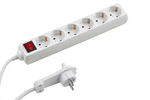 6-fach Steckdosenleiste Meister mit extraflachem Stecker und 2 m Kabel