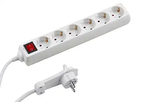 6-fach Steckdosenleiste Meister mit extraflachem Stecker und 2 m Kabel