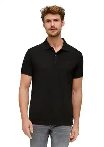 Herren Poloshirt von s.Oliver Kurzarm Regular Fit in Schwarz