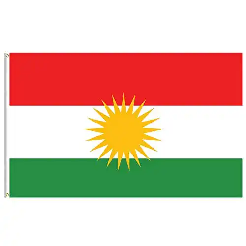 Kurdistan Flagge 90×150 cm aus Polyester mit Sonne