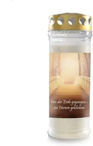 Grabkerze Kimiza mit liebevollen Motiven und 7 Tagen Brenndauer