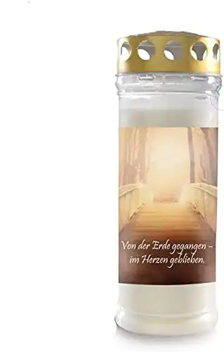 Grabkerze Kimiza mit liebevollen Motiven und 7 Tagen Brenndauer