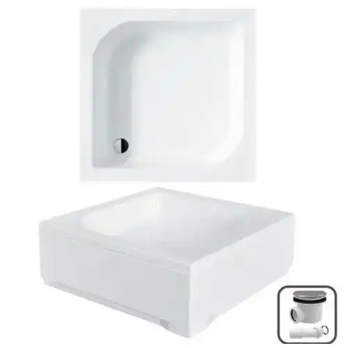 Duschwanne VBChome 80 x 80 cm quadratisch mit Acrylschürze