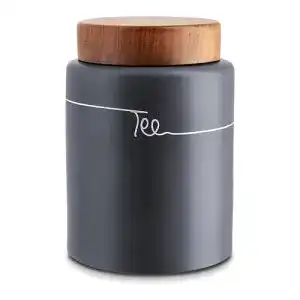 Teedose aus Keramik mit Holzdeckel, luftdicht und poliert, 1 Liter