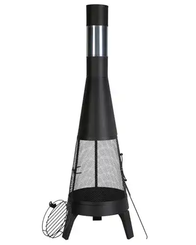 Vevor Aztekenofen Gartenkamin mit Grillfunktion, φ508×1495 mm
