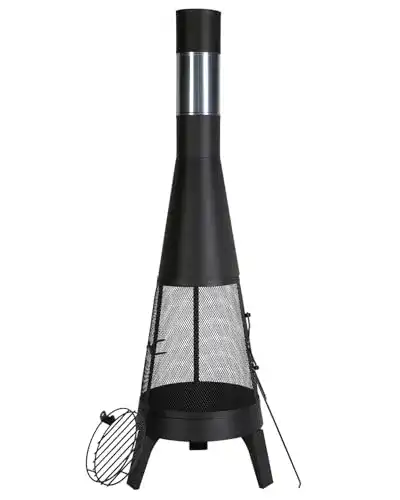 Vevor Aztekenofen Gartenkamin mit Grillfunktion, φ508×1495 mm