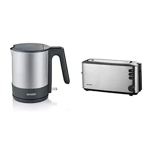 Severin Wasserkocher 1000 Watt Edelstahl Schwarz WK 3409