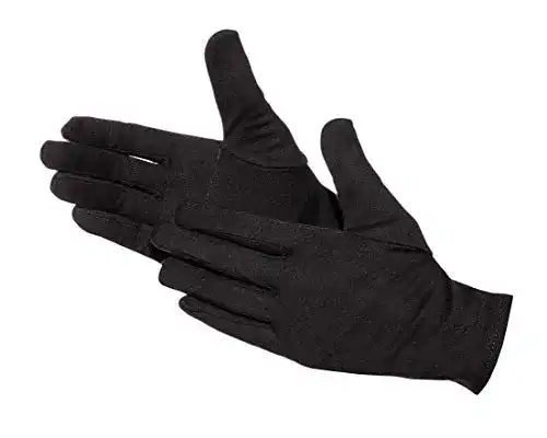 Baumwollhandschuhe mit Handflächen- und Daumenverstärkung schwarz