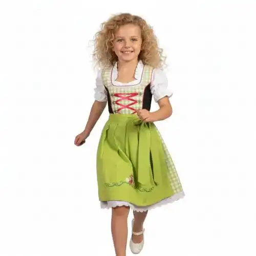 Dirndl für Kinder im Trachtenlook, 3-teilig, kariertes Kleid