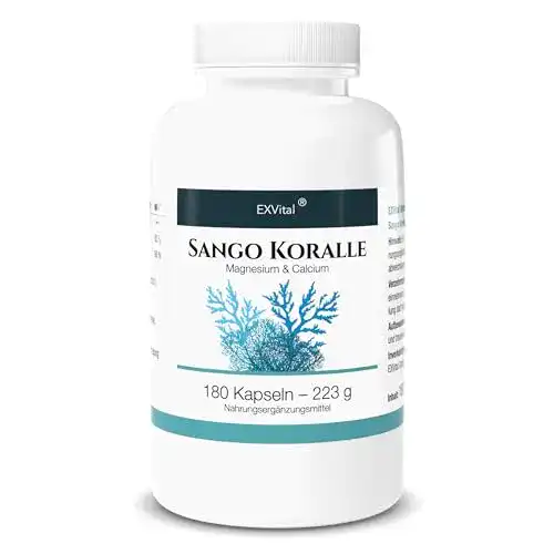 Sango Meereskoralle von EXVital, 180 vegane Kapseln mit Kalzium und Magnesium