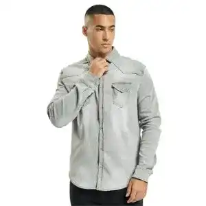 Jeanshemd für Herren von Brandit Riley in Grau mit langen Ärmeln