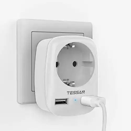 Steckdosenadapter Tessan mit USB-Anschlüssen für mehrere Geräte