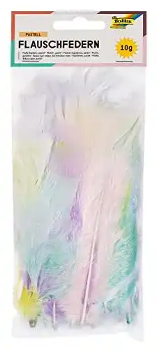 Federn zum Basteln von folia 53219 in Pastellfarben und flauschiger Textur