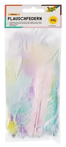 Federn zum Basteln von folia 53219 in Pastellfarben und flauschiger Textur