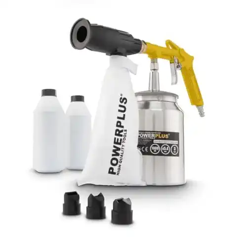 Sandstrahlpistole Varo Druckluft mit Strahlsand und 1000 ml Saugbecher