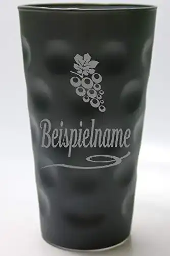Dubbeglas aus schwarzem Beschichtungsmaterial mit Gravur und Bild, 0,5 l